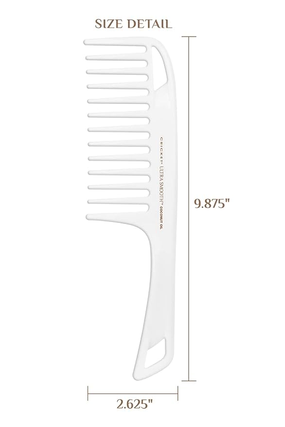 Cricket Ultra Smooth Coconut Detangler Comb – Infused with Coconut Oil & Keratin for Frizz-Free Shine, Ideal for Wet & Dry Hair, Extended Handle for Thick, Long, Curly Hair