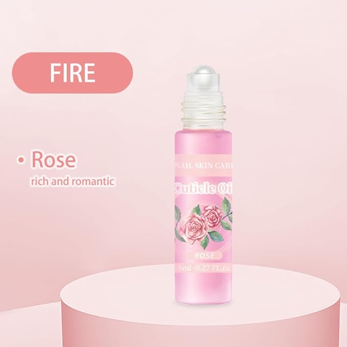 SULLMAR 2pcs Cuticle Oil Roller Nourishing Moisturizing Roll On Cuticle Oil for Convenient Portable Nail Rollerball for On the Go Hydration and Care (rose&green tea)