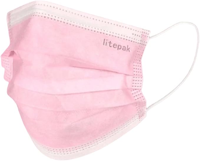 Litepak 500pcs Premium Disposable Face Mask SOFT 3ply Nose Wire - Pink