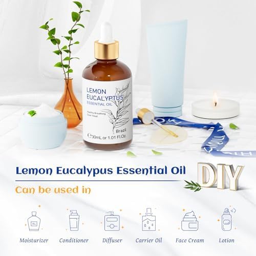 HIQILI Lemon Eucalyptus Essential Oil for Spray, Aromatherapy & Diffuser