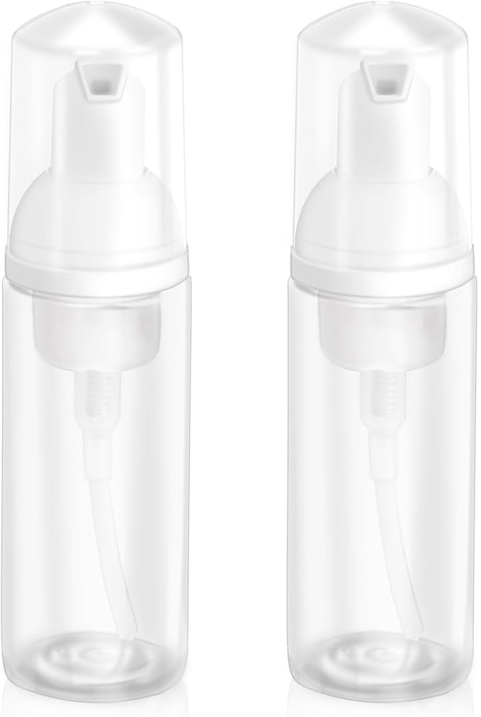 Zuihug 2oz Plastic Foam Pump Bottle, Empty Bottle Travel Foaming Dispenser for Hand Soap, Shampoo (2Pcs, 60ml)