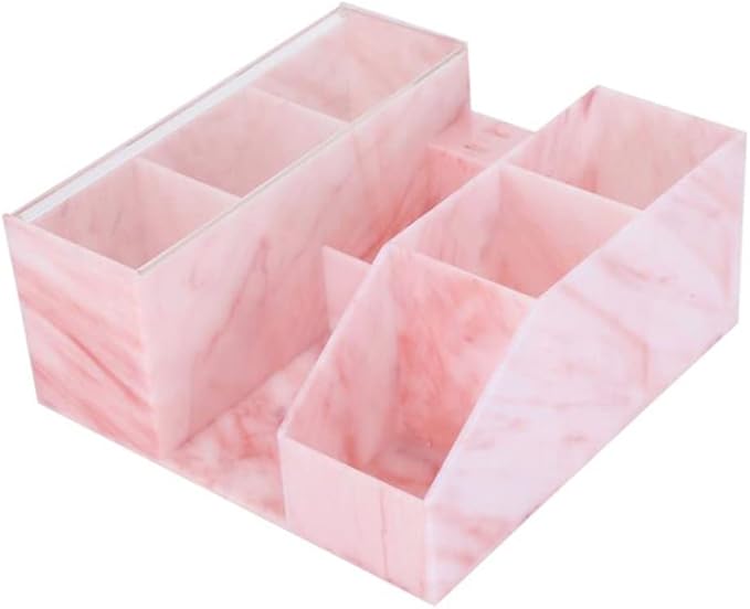 LIXIMMAZN Acrylic Large Capacity Makeup Organizer, Grafting Beauty Extension Supplies Lash Storage Display, Eyelash Storage Case Brush Tweezers Cosmetic Holder (Pink Marble)