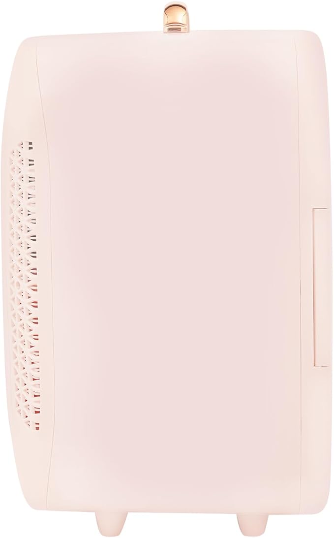 REHOUPTU Cosmetic Fridge with LED Mirror & Adjustable Shelves, 12V/110V Mini Skincare Refrigerator for Bedroom, Vanity, Office, 4 Gal, Gift for Women (Pink)