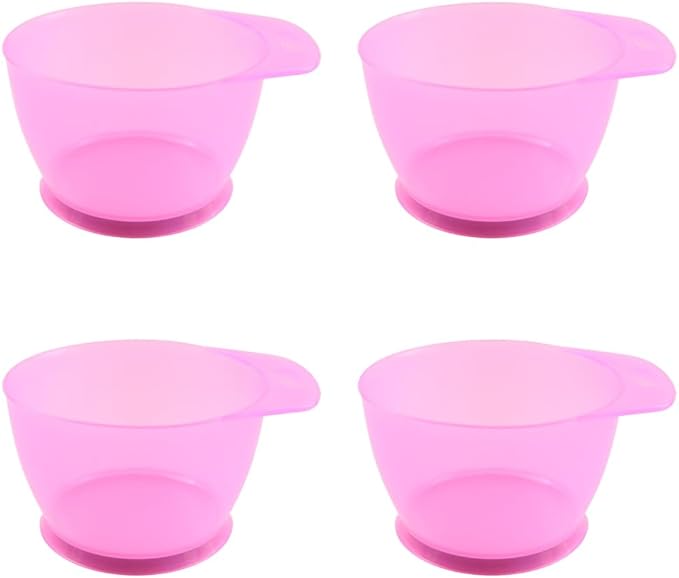 Lasenersm 4-Piece Hair Color Mixing Bowls, Transparent Pink, Plastic, Modern Style, Hair Color Bowl, Salon & Home Use
