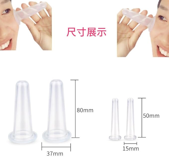 BWESOO 4Pcs Massage Cupping Set Silicone Mini Facial Cups Face Massager Helper Skin Care Neck Back Eyes Massaging Cup Safe to Use, Don't Worry About Burns Health Care Products (Green)