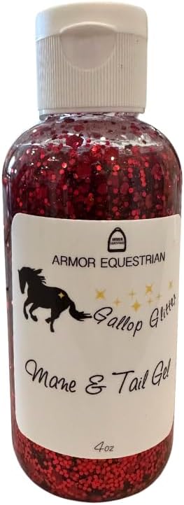 Horse Gallop Glitter Gift Set, 4 Items - Hoof Polish, Body Glitter, Mane and Tail Gel, Shimmer Body Spray (Red)