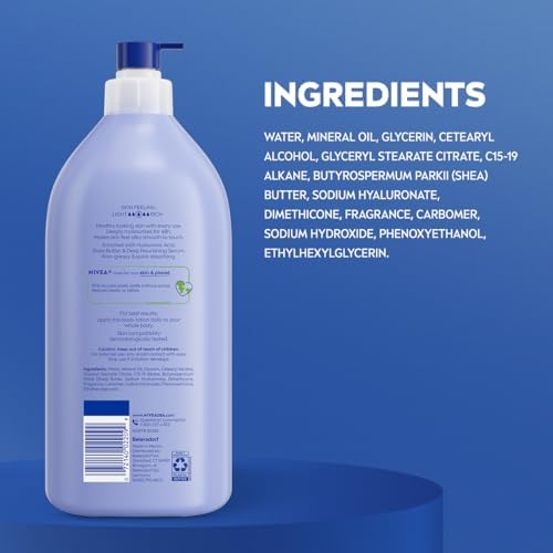 NIVEA Shea Nourish Body Lotion, Shea Butter & Hyaluronic Acid, 33.8 Fl Oz