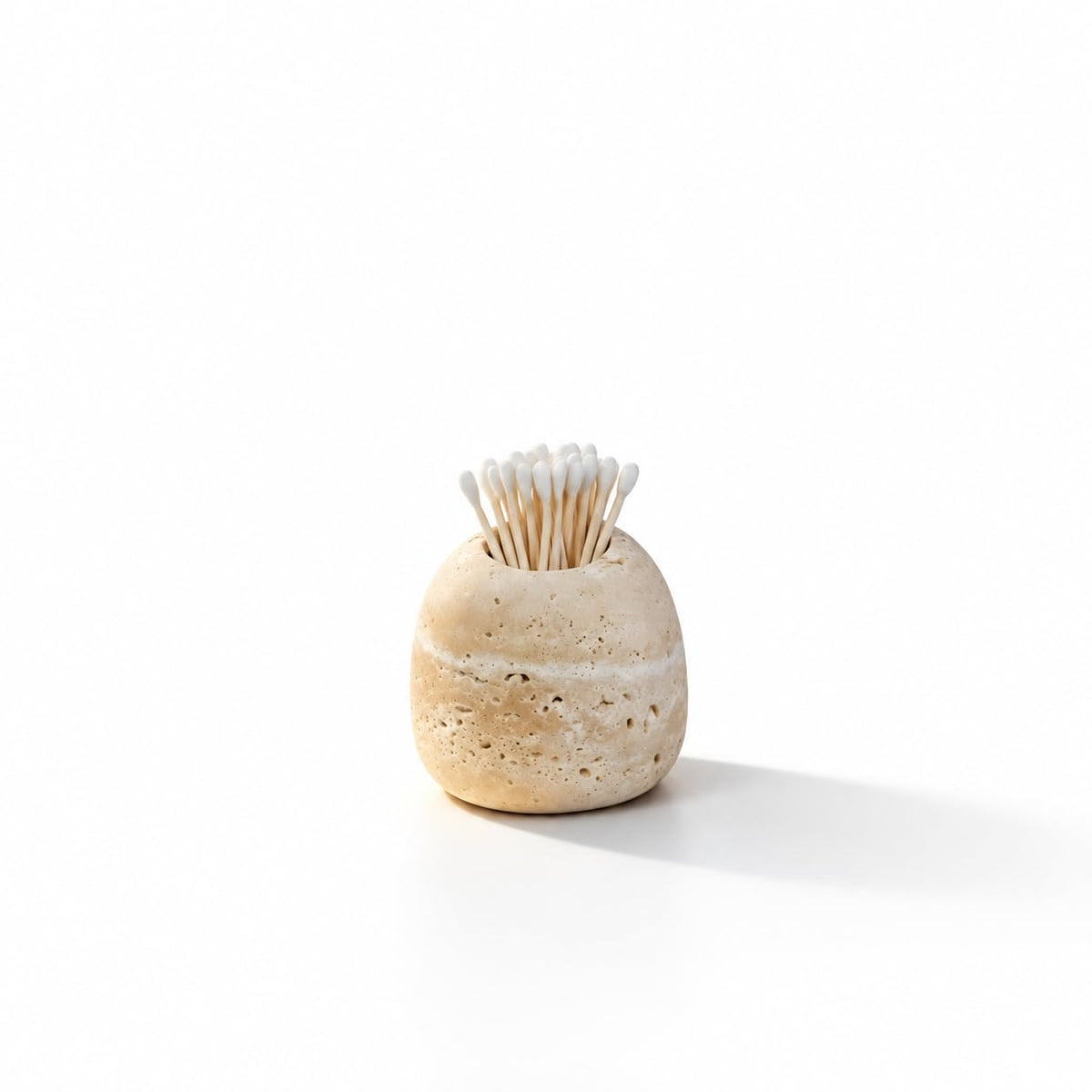 SIRIZEN-DIVING Travertine Toothpick Holder, Small Stone Cup Organizer