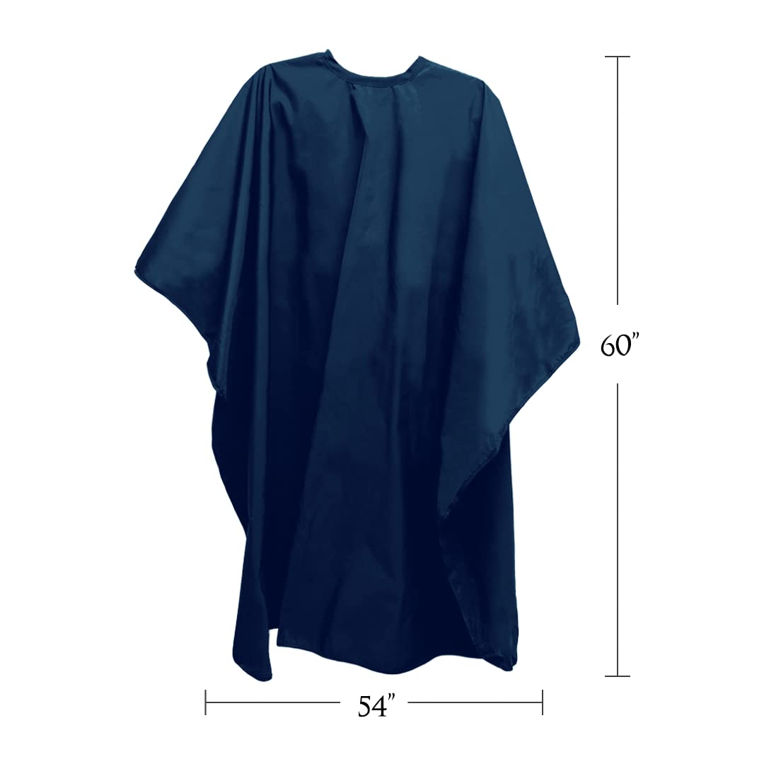 BD Barber Lightweight Crinkle Nylon Hair Cutting/Styling Cape, Water Resistant, Machine Washable, Permanent Crinkle Nylon, Repels Hair, Snap Closure at Neck, Generous 54 x 60 inch Size, Navy