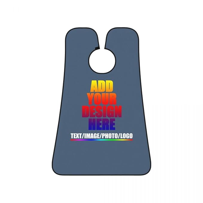 Custom Beard Apron for Men Personalized Gift with Name Image Picture Text Beard Shave Cape Customized Beard Trimming Catcher Bib for Bathroom Indigo Blue