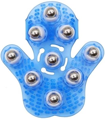SCOLAND Roller Ball Body Massage Glove Anti-Cellulite Muscle Pain Relief Relax Massager for Neck Back Shoulder Buttocks Face Lift Tools (Blue)