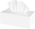SILUT Tissue Box Cover, Stylish Tissue Box Cover Rectangle, Modern Tissue Box Holder, Facial Tissue Holder for Bathroom, Kitchen Vanity, Countertops, Dressers, Night Stand - Shiny White
