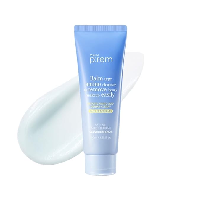 MAKE P:REM Safe Me. Amino Refresh Cleansing Balm, Gentle Makeup Remover for Deep Cleansing, Removes Blackheads, Eye-Safe Cleanser, Korean Skin Care, 3.38 fl.oz. (100mL)