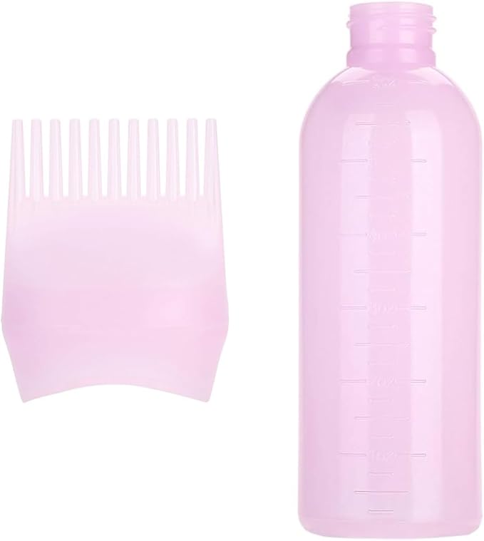 Root Comb Applicator Bottle 6 Ounce, 4 Pack Applicator Brush for Hair Dye, Hair Oil Applicator Bottle with Graduated Scale (Pink White Black Purple)