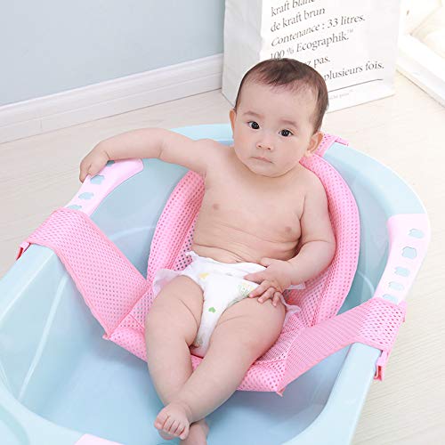 Breathable Mesh Newborn Baby Bath Mat Baby Tub Pillow Adjustable Non-Slip Bath Seat Pad Bath Cushion for Bathtub for 0-18 Months (NO TUB)