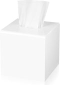 Kamehame Tissue Box Cover Square Acrylic Tissue Holder 5.25x5.25x5.5 Inch White Dryer Sheet Holder Container Tissue Dispenser for Home Bathroom Kitchen and Office