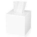 Kamehame Tissue Box Cover Square Acrylic Tissue Holder 5.25x5.25x5.5 Inch White Dryer Sheet Holder Container Tissue Dispenser for Home Bathroom Kitchen and Office