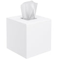 Tissue Box Cover, PITBVO Acrylic Tissue Box Holder Square Tissue Box Cover, Handmade Facial Tissue Holder Napkin Dispenser for Bathroom Kitchen Bedroom Office (Matte White, 5.5x5.5x5.5)
