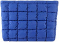 HFLZBRO Puffy Quilted Makeup Bag for Women, Cosmetic Bag, Travel Toiletry Organizer Pouch Clutch (blue)