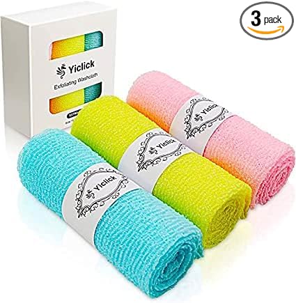 Yiclick Exfoliating Washcloth Towel- Exfoliating Body Scrubber Exfoliator, Back Scrubber for Shower Bath, Exfoliate Rags Wash Cloths, Loofah Lufa Sponge, Body Scrub & Exfoliation Women Men