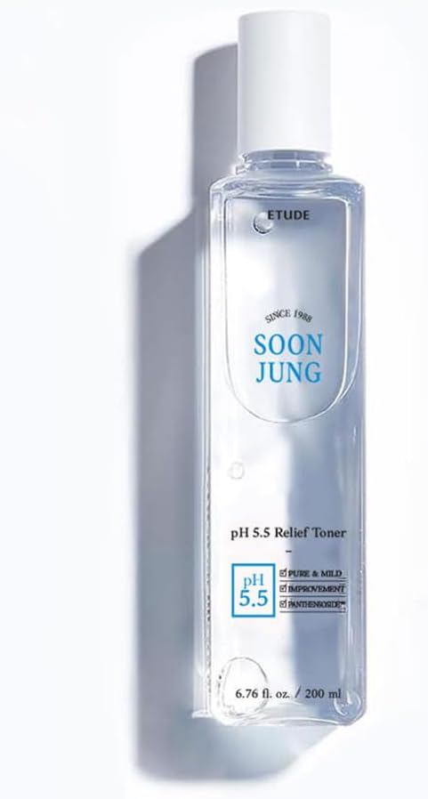 ETUDE SoonJung pH5.5 Relief Toner, Hydrating Toner for Sensitive Skin, Vegan Face Toner, Panthenol, Madecassoside, Moisturizer, Korean Skin Care, Korean Toner, Beauty (6.76 Fl Oz)