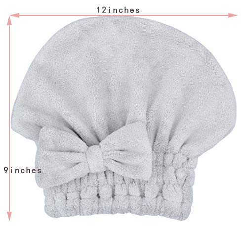 MAYOUTH Microfiber Hair Drying Towels Head wrap with Bow-Knot Shower Cap Hair Turban hairWrap Bath Cap for Curly Long & Wet Hair Gift for Women