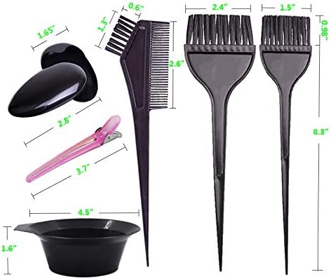 Pcxino 30Pcs 6Sets Hair Dye Color Brush,Bowl,Ear Cover,and Hair Clip Sets,Perfect Tools for DIY Salon Hair Dye Tools Hair Coloring Bleaching,Hair Tint Dying Coloring Applicator