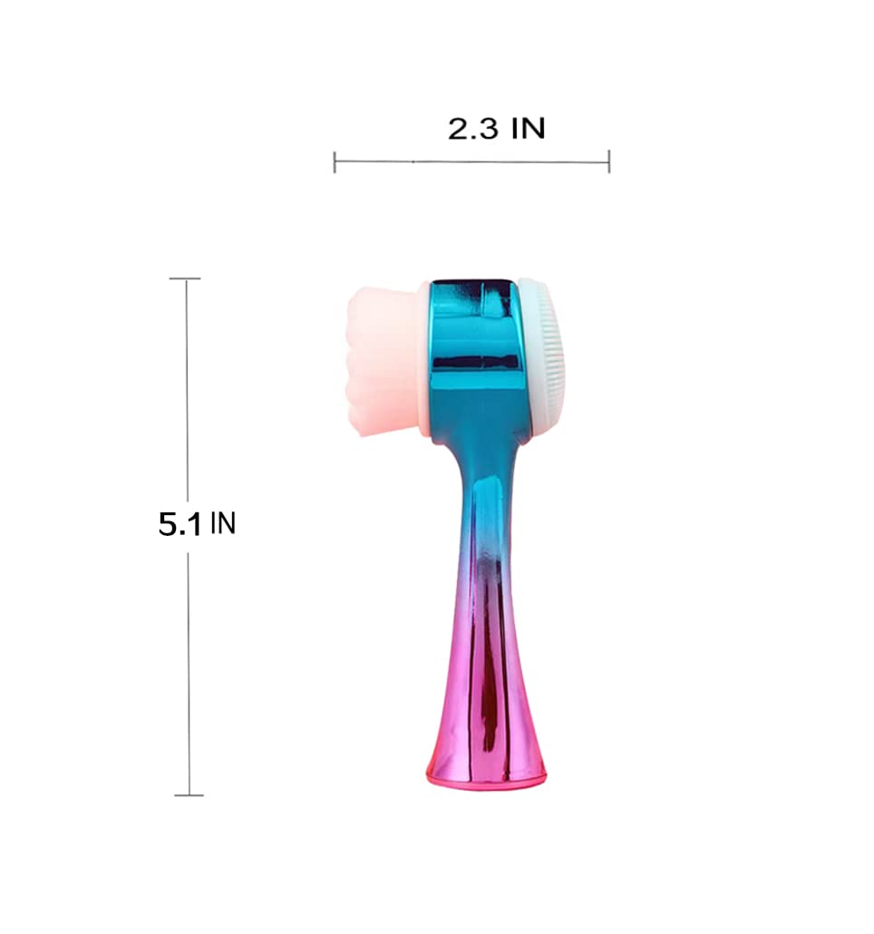 Facial Cleansing Brush 2 in 1Double-Sided Facial Cleaning Brush with Soft Bristles for Deep Pore Exfoliation, Wash Makeup, Massaging (Green)
