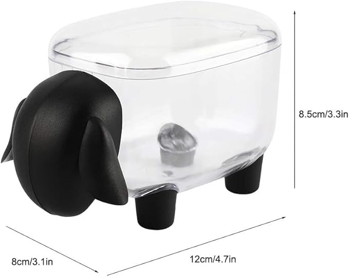 2-Pack Sheep Acrylic Cotton Ball & Qtip Dispenser with Lid | Adorable Sheep-Shaped Vanity Organizer Canisters for Bathroom Countertops | Stylish Black/White Set - Gift for Girls