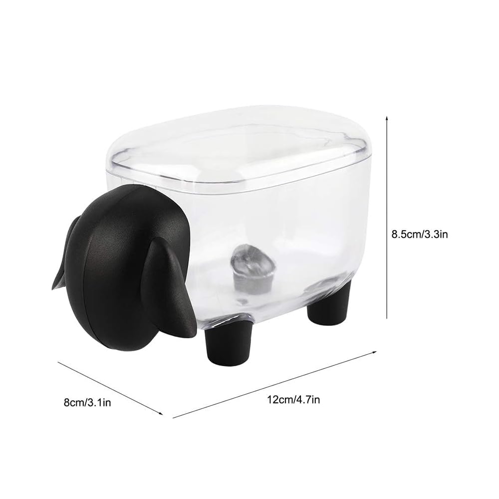 Sounxun 2-Pack Sheep Acrylic Cotton Ball & Qtip Dispenser with Lid | Adorable Sheep-Shaped Vanity Organizer Canisters for Bathroom Countertops | Stylish Black/White Set - Gift