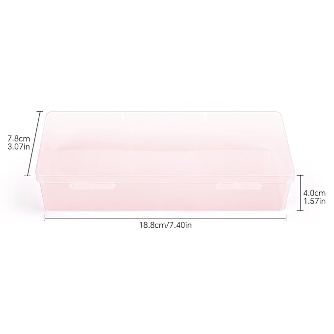 Rolabling Transparent Box Storage Case for Nail Art Equipment Manicure Tool Organzing Pedicure Tool Empty Plastic Box (Pink)