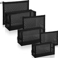 Boao 6 Pieces Mesh Makeup Bags Mesh Cosmetic Bag Portable Travel Organizing Zipper Pouch Toiletries Makeup Pouches for Home Office Travel Accessories(Black)