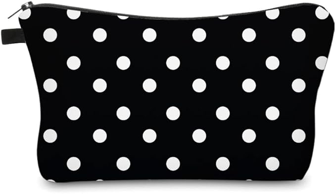 Loomifang Small Makeup Bag Cosmetic Bag for Women, Pretty Design Organizer Case with Zipper Closure, Lightweight and Water-Resistant Make Up Bag - 8.65"x 5.35" x 7.08"（Polka Dot）