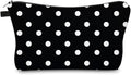 Loomifang Small Makeup Bag Cosmetic Bag for Women, Pretty Design Organizer Case with Zipper Closure, Lightweight and Water-Resistant Make Up Bag - 8.65"x 5.35" x 7.08"（Polka Dot）