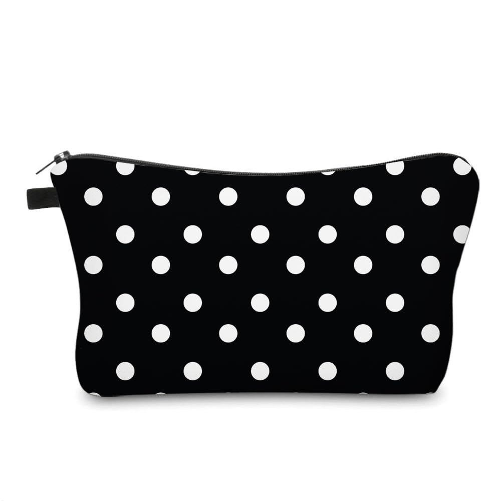 Loomifang Small Makeup Bag Cosmetic Bag for Women, Pretty Design Organizer Case with Zipper Closure, Lightweight and Water-Resistant Make Up Bag - 8.65"x 5.35" x 7.08"（Polka Dot）