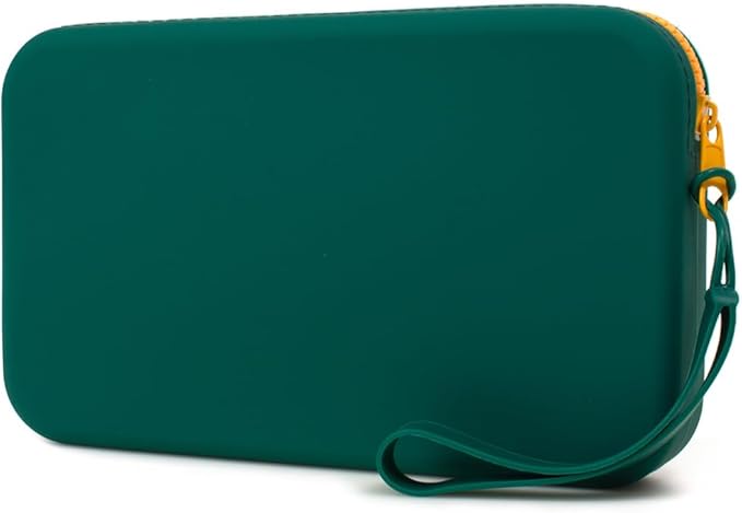 FFpaw Silicone Large Makeup Bag, Travel Toiletry Bag For Women Big Makeup Bag Organizer Portable Cosmetic Bag Zipper Pouch Purse Waterproof Makeup Storage Bag (Medium Green)