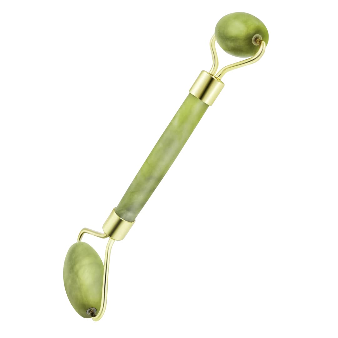 Chikoni 3 in 1 Ficial Face Ice Jade Roller and Gua Sha Tool, Natural Real Jade Anti-Wrinkle Face Eye Neck Massager Tool, Reduce Wrinkles, Puffiness, Migraine, Redness, Pain and Injury