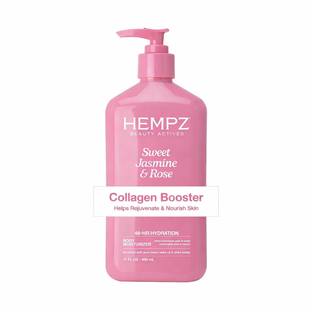 Hempz Sweet Jasmine & Rose Herbal Body Moisturizer for Women, 17 Fl. oz. - Moisturizing Lotion with 100% Pure Hemp Seed Oil, Collagen, Shea Butter - Hydrating Vegan Lotion for Dry Skin