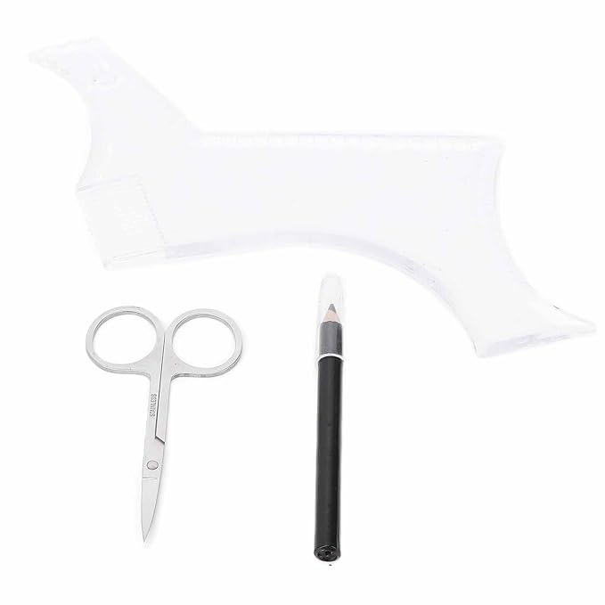 3pcs Mens Beard Shaping Tool Set - Professional Beard Styling Tools with Scissors, Comb & Pen for Precise Grooming At Home