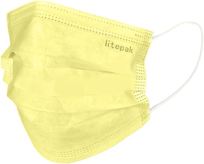 Litepak 500pcs Premium Disposable Face Mask SOFT 3ply Nose Wire - Yellow
