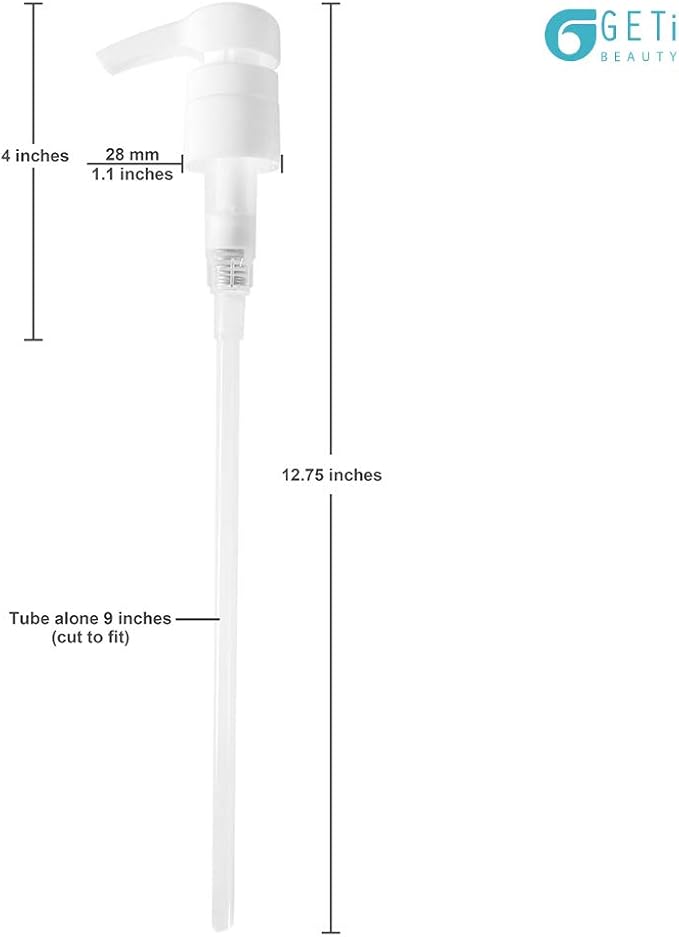 Universal Conditioner & Shampoo Pump | Fits Most Leading Brands of Liter Larger Size Bottles with 1-inch Diameter Opening | Not Compatible with Amika or Joico | White | by Geti Beauty
