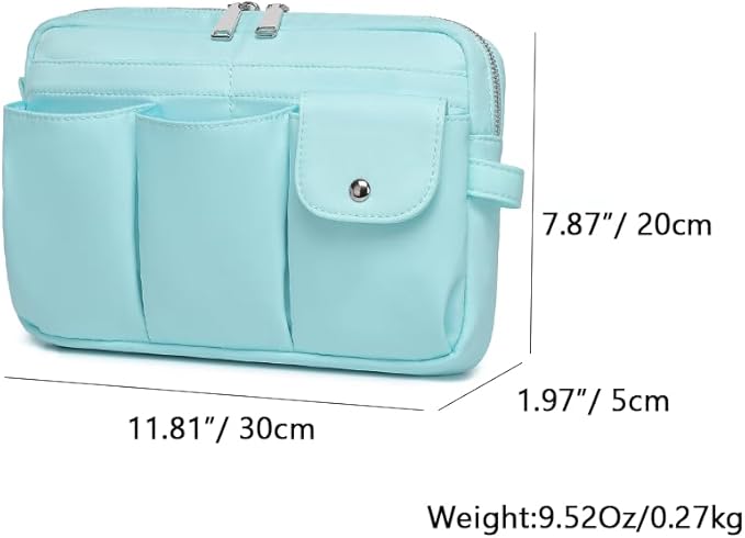 Storage Bag-arge Cosmetic Bag for Women Travel Makeup Bag Zip Up Bag Pure Cotton Canvas Can be Suspended (Mint Green)
