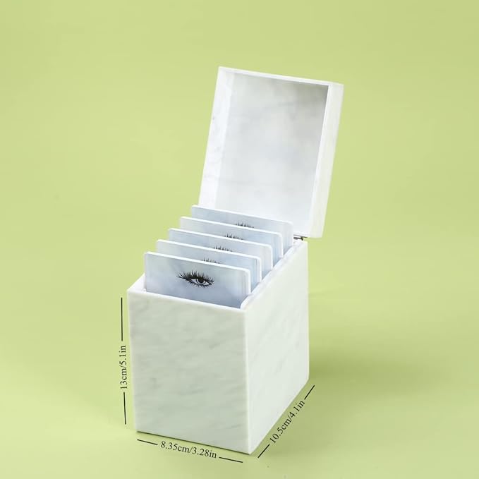 LIXIMMAZN 5 Layers Acrylic Eyelash Storage Box, Makeup Eyelashes Extension Close-Packed Display with 5 Pallets, Grafting False Eyelashes Glue Pallet Holder Display Organizer (5 Layers Marble White)