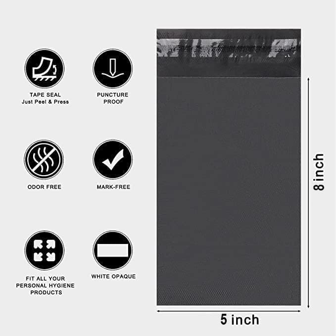 Grey Opaque Sanitary Napkin Disposal Bags - 100pcs, Storage Bags for Tampons, Pads, Liners