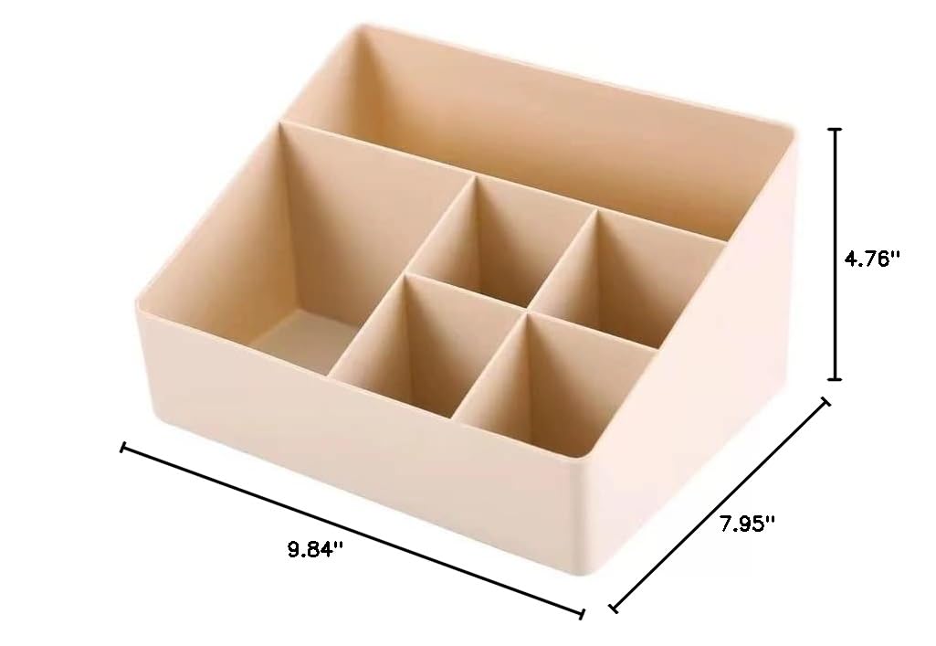 Granvela Home Organizer Bedside Table Organizer Makeup Storage Shelf and Display Box-6 Compartments (Cashmere or Deep Peach)