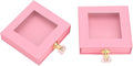 False Eyelashes Storage Box Quadrate Window False Eye Lashes Drawer Organizer Case for Makeup Lovers Travelers Pink Green Gold 2pcs