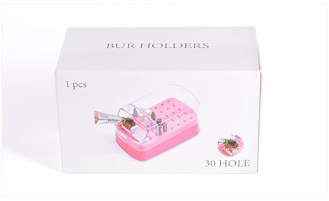 2 in 1 Nail Drill Bit Holder & Nail Drill Bit Cleaner Brush Case 30 Holes Dustproof Nail Drill Bit Display Stand Organizer Box Manicure Drill Bits Cleaning Brush Bits Storage Tool, Purple