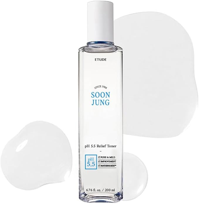 ETUDE SoonJung pH5.5 Relief Toner, Hydrating Toner for Sensitive Skin, Vegan Face Toner, Panthenol, Madecassoside, Moisturizer, Korean Skin Care, Korean Toner, Beauty (6.76 Fl Oz)