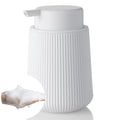 YAUKPH Striped Foaming Hand Soap Dispenser with Leak-Proof Pump for Bathroom and Kitchen Countertop 11oz White