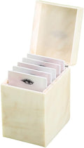 LIXIMMAZN 5 Layers Acrylic Eyelash Storage Box, Makeup Eyelashes Extension Close-Packed Display with 5 Pallets, Grafting False Eyelashes Glue Pallet Holder Display Organizer (5 Layers Marble Yellow)